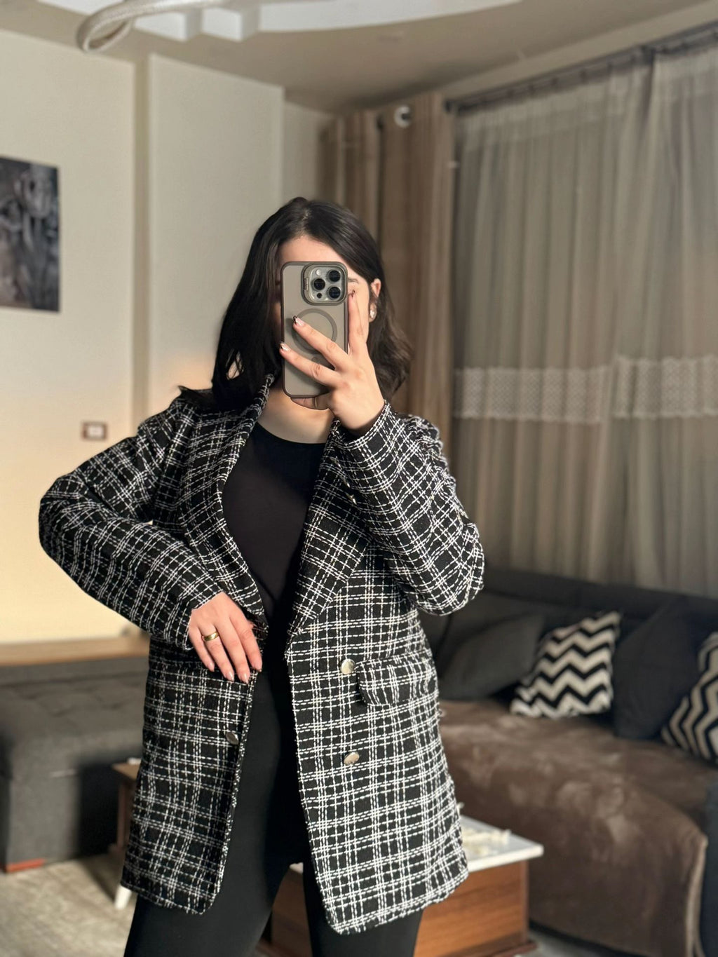 Elegant Checkered Blazer for Women