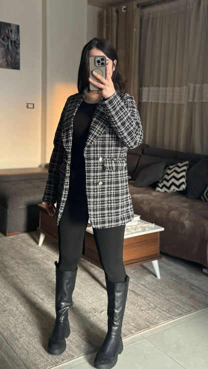 Elegant Checkered Blazer for Women